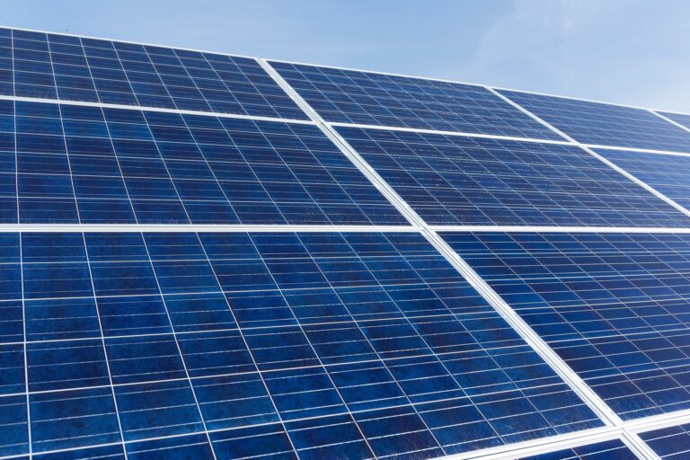 Solar panel with blue sky