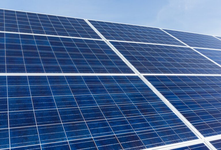Solar panel with blue sky